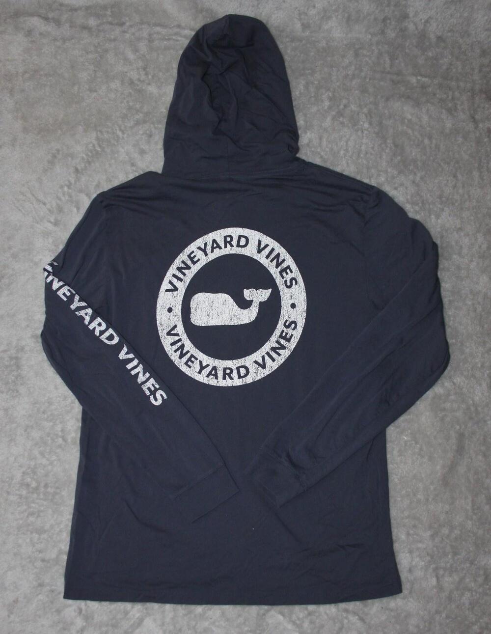 Vineyard Vines Hoodie Mens S Blue Pullover Hooded Graphic Print Logo Pockets